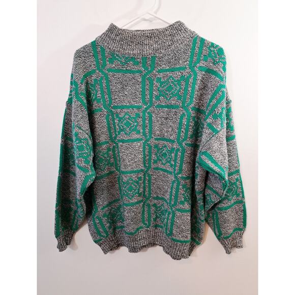 Boundry Waters Vintage Women's Gray Teal 90's Sweater Wool Blend 2X - Picture 1 of 5